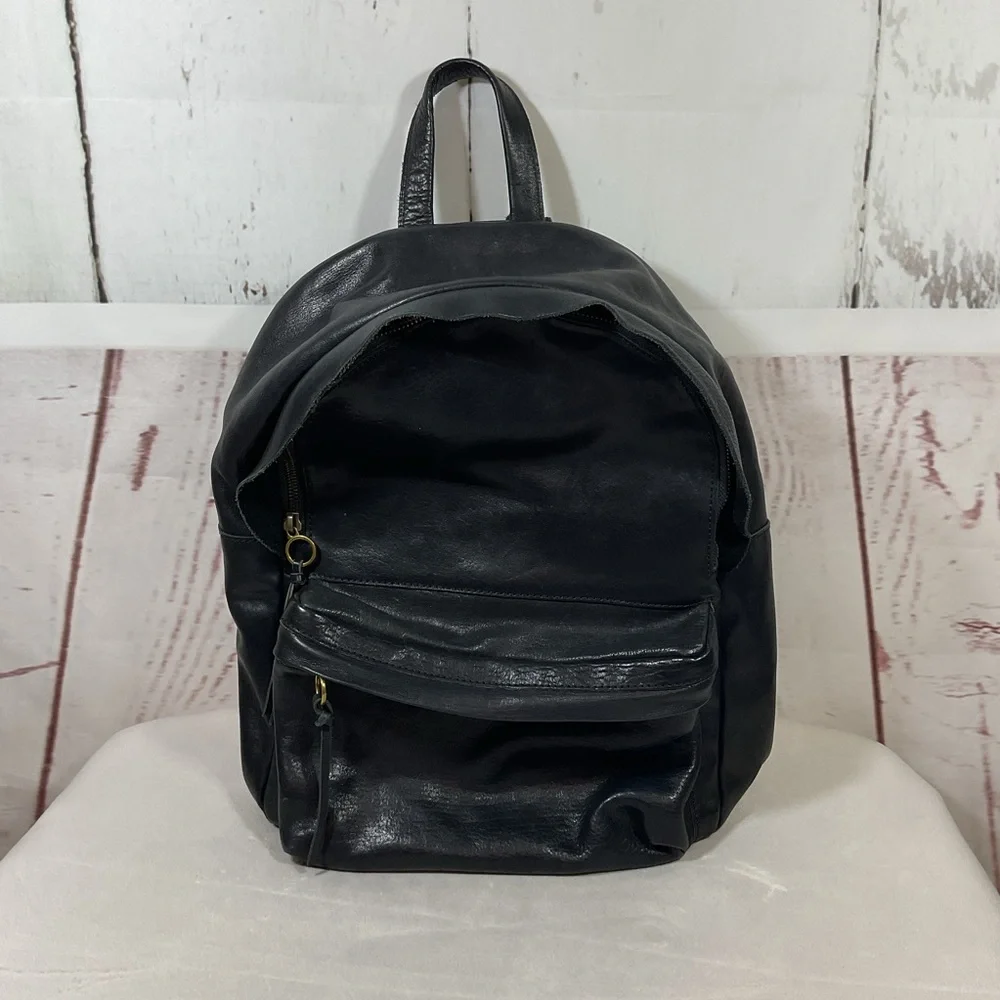 Madewell The Lorimer Backpack Black Italian Leather Minimalist Academia Preppy‎